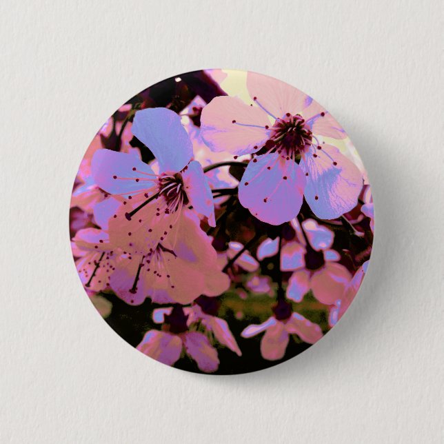 Pink Cherry Blossom 2 Inch Round Button (Front)