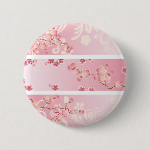 Pink cherry blossom 2 inch round button