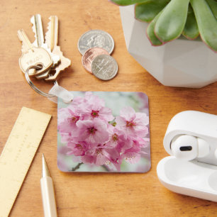 Pink Cherry Blossom Bloom in Spring Keychain