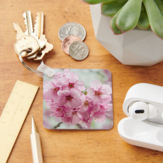 Pink Cherry Blossom Bloom in Spring Keychain