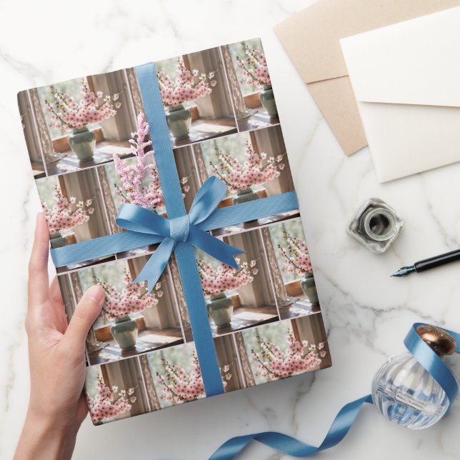 Pink Cherry Blossom Bouquet Wrapping Paper (Gifting)
