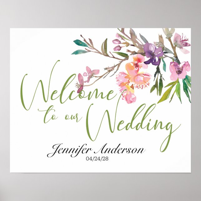 Pink Cherry Blossom Bridal Shower Poster (Front)