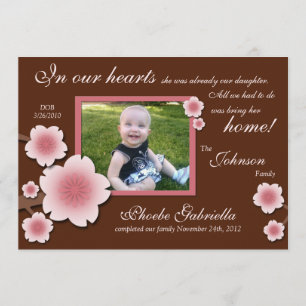 Pink Cherry Blossom & Brown Adoption Announcements