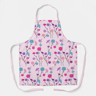Pink Cherry Blossom Colourful Floral Pickleball Apron