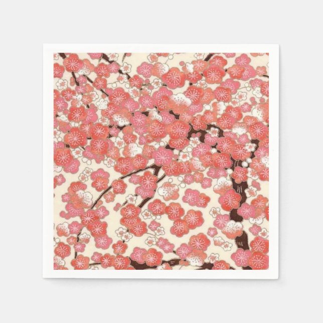 Pink Cherry Blossom design paper napkin (Front)