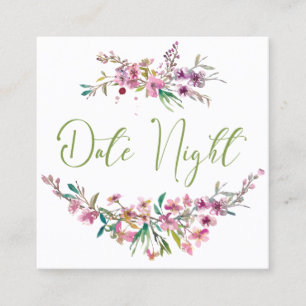 Pink Cherry Blossom Elegant Floral Date Night Card
