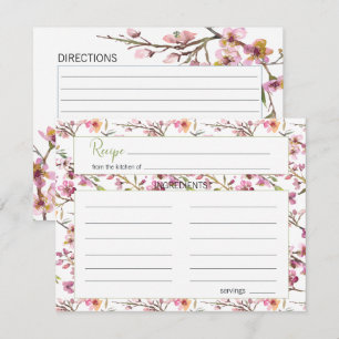 Pink Cherry Blossom Elegant Wedding Recipe Card