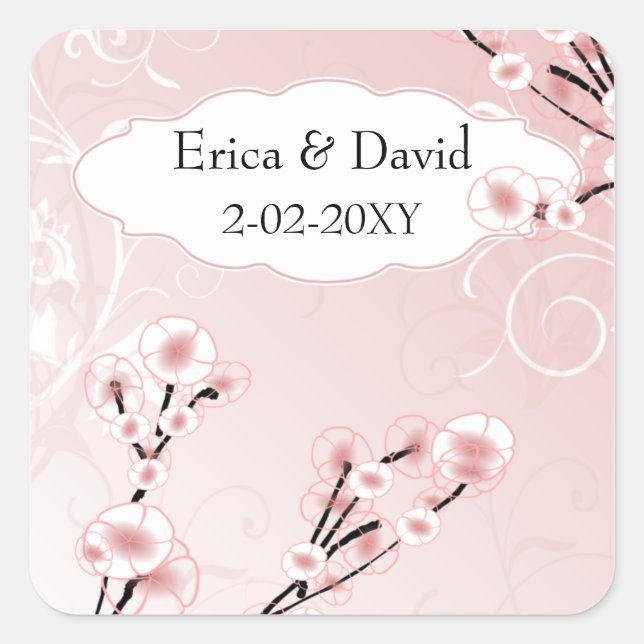 pink cherry blossom envelopes seals (Front)