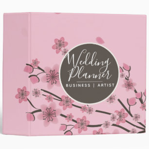Pink Cherry Blossom Falling Petals Botanical Leaf Binder