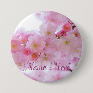 Pink Cherry Blossom Floral Button