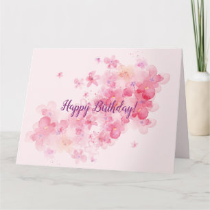 Pink cherry blossom floral card