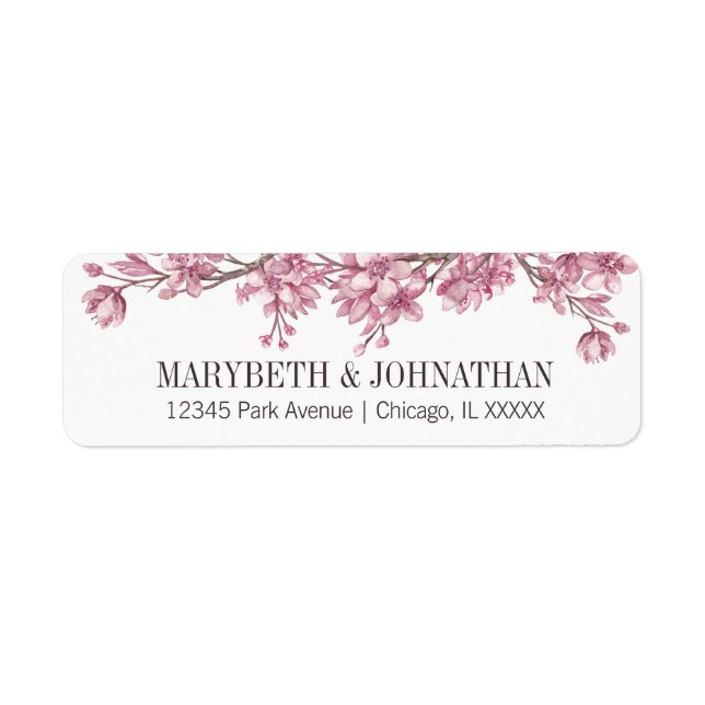 Pink Cherry Blossom Floral Frame Wedding (Front)