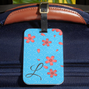 Pink Cherry Blossom Floral Luggage Tag