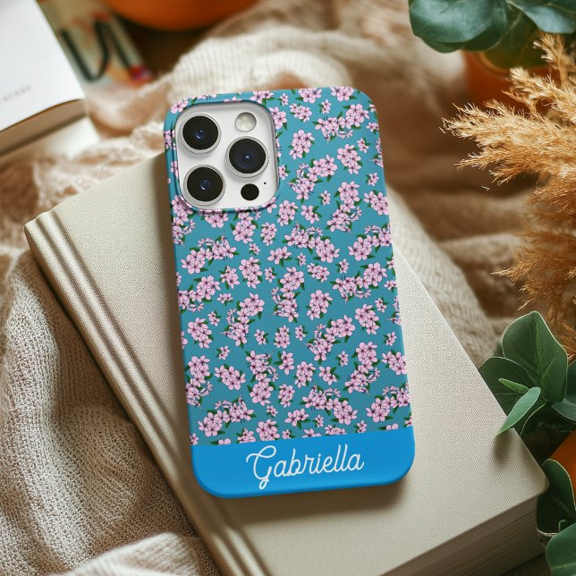 Pink cherry blossom Floral Pattern Name Case-Mate iPhone Case (Creator Uploaded)