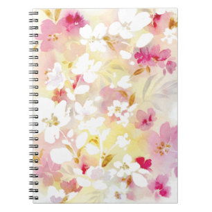 Pink cherry blossom floral pink watercolor notebook
