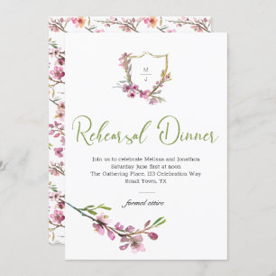 Pink Cherry Blossom Floral Rehearsal Dinner