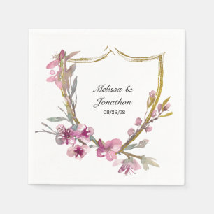 Pink Cherry Blossom Floral Romantic Wedding Napkin