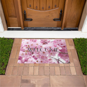 Pink Cherry Blossom Floral Sakura Doormat