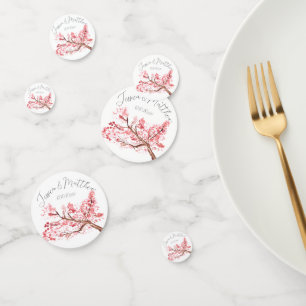 Pink Cherry Blossom floral Watercolor Weddings Confetti