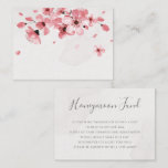 Pink Cherry Blossom Floral Wedding Honeymoon Fund Enclosure Card<br><div class="desc">A modern elegant floral wedding honeymoon fund enclosure card featuring blush pink watercolor cherry blossoms and modern calligraphy on a handmade paper texture.</div>