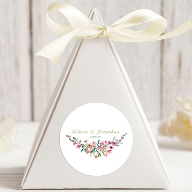Pink Cherry Blossom Floral Wedding Oval Sticker (Creator Uploaded)