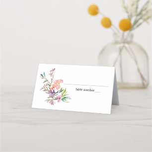 Pink Cherry Blossom Floral Wedding Place Card