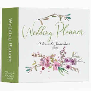 Pink Cherry Blossom Floral Wedding Planner Binder