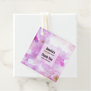 Pink Cherry Blossom Flowers Photo Thank You Favour Tags