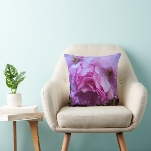 Pink Cherry Blossom Flowers Throw Pillow