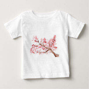Pink cherry blossom flowers watercolor painting baby T-Shirt