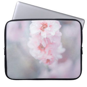 PINK CHERRY BLOSSOM IN CLOSE UP PHOTOGRAPHY LAPTOP SLEEVE
