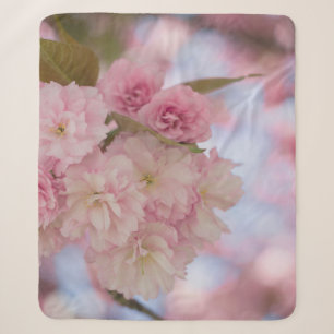 PINK CHERRY BLOSSOM IN CLOSE UP PHOTOGRAPHY SHERPA BLANKET
