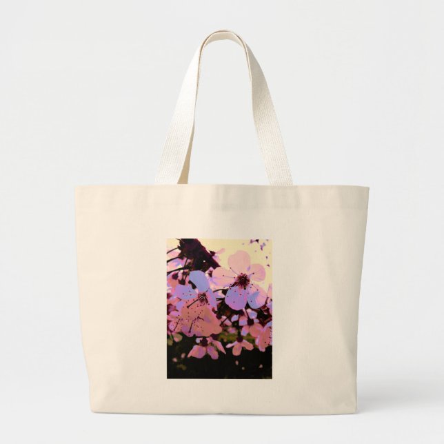 Pink Cherry Blossom Large Tote Bag (Front)