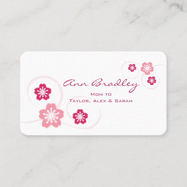 Pink Cherry Blossom Mom Calling Card (Front)
