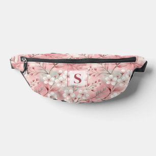Pink cherry blossom monogram fanny pack