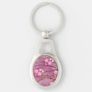 Pink Cherry Blossom Origami Art Keychain