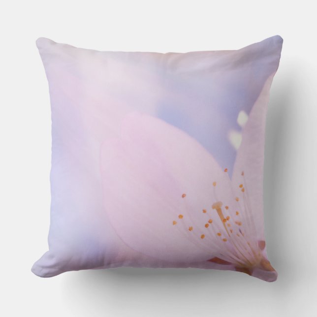 Pink cherry blossom outdoor pillow (Front)