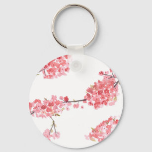 Pink cherry blossom painting keychain