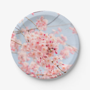 Pink Cherry Blossom Paper Plate