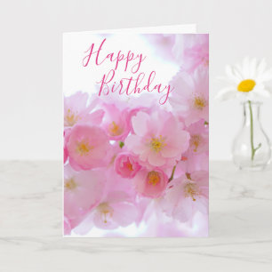 Pink Cherry Blossom   Personalized Birthday Card