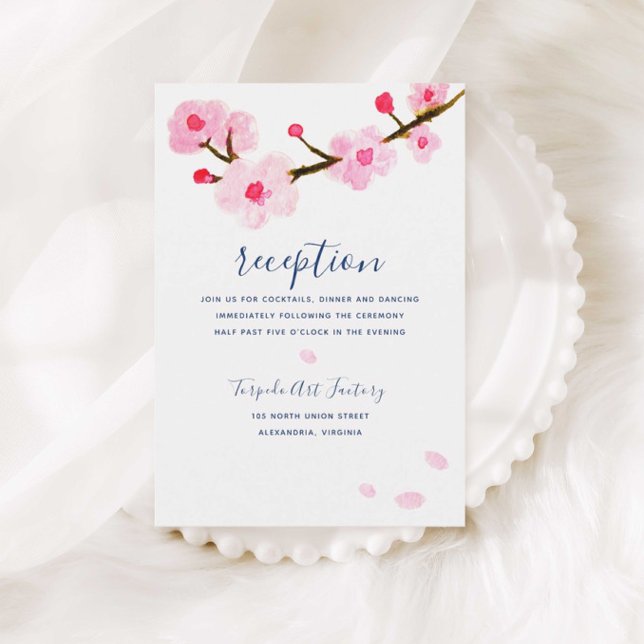 Pink Cherry Blossom Reception Invitation (Creator Uploaded)