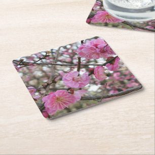 Pink Cherry Blossom / Sakura / サクラ（桜) Square Paper Coaster