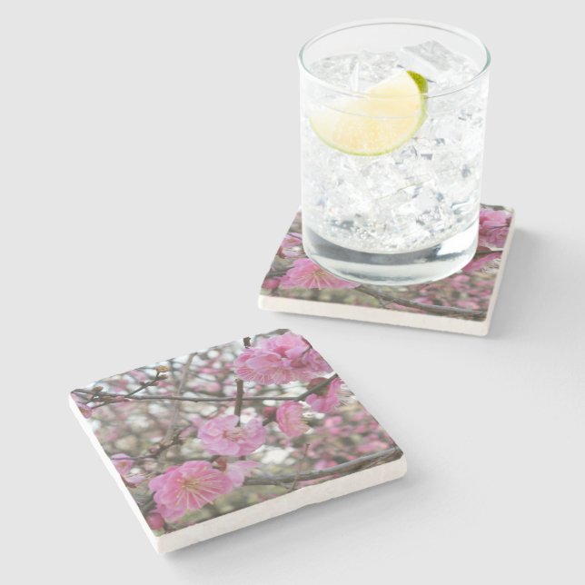 Pink Cherry Blossom / Sakura / サクラ（桜) Stone Coaster (Side)