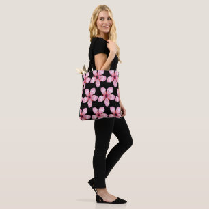 Pink Cherry Blossom Sakura Asian Floral Pattern Tote Bag