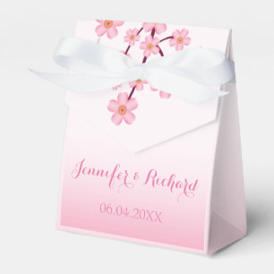 Pink Cherry Blossom Sakura Branch Wedding Favor Box