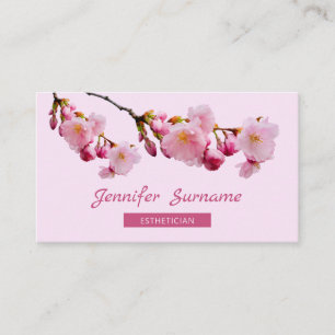 Pink Cherry Blossom Sakura Esthetician Skincare Business Card