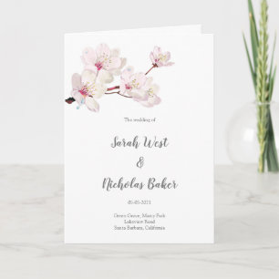 Pink Cherry Blossom Sakura Japanese Wedding Program