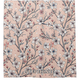 Pink Cherry Blossom Sakura Pattern on Pink (1)