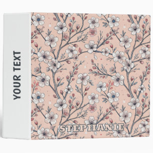Pink Cherry Blossom Sakura Pattern on Pink (1) Binder
