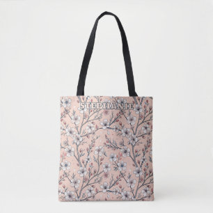Pink Cherry Blossom Sakura Pattern on Pink (1) Tote Bag